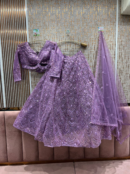 Elegant royal blue on blue monotone crop top Lehenga