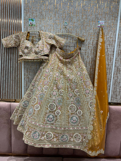 Lavishing yellow crop top Lehenga