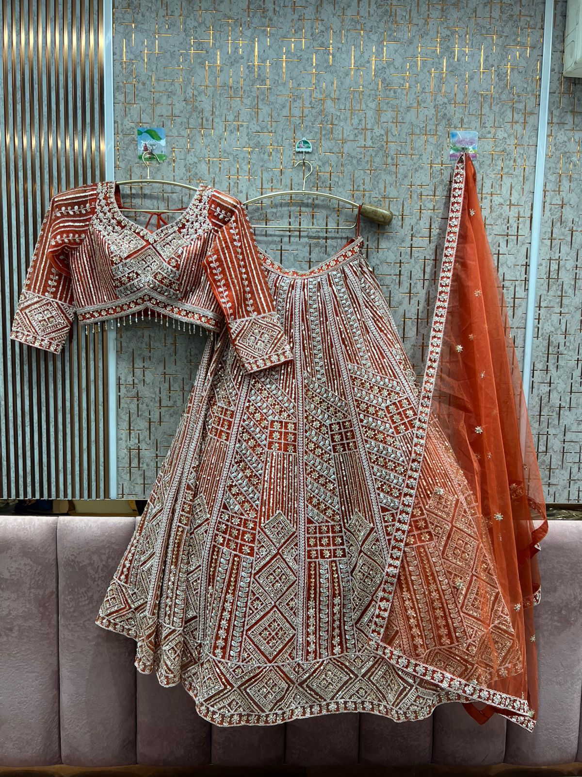 Awesome orange crop top Lehenga