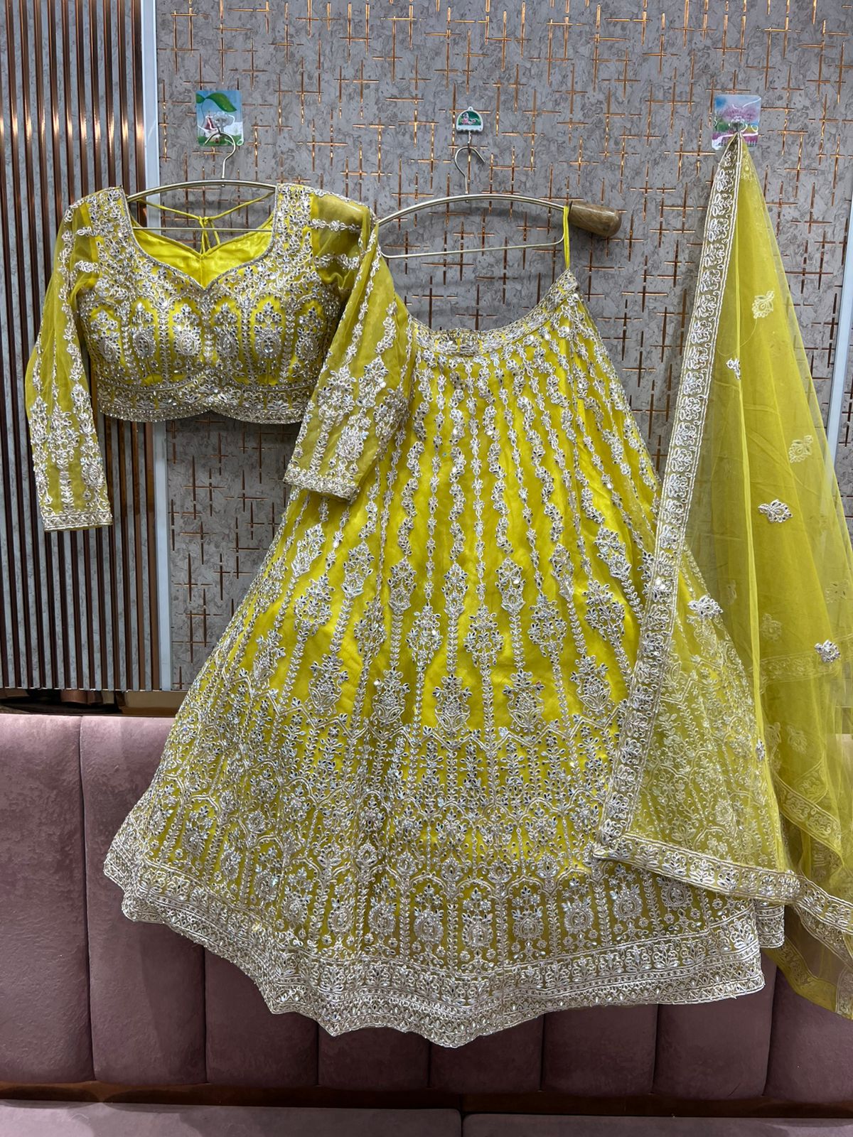 Something different yellow haldi mehendi crop top Lehenga