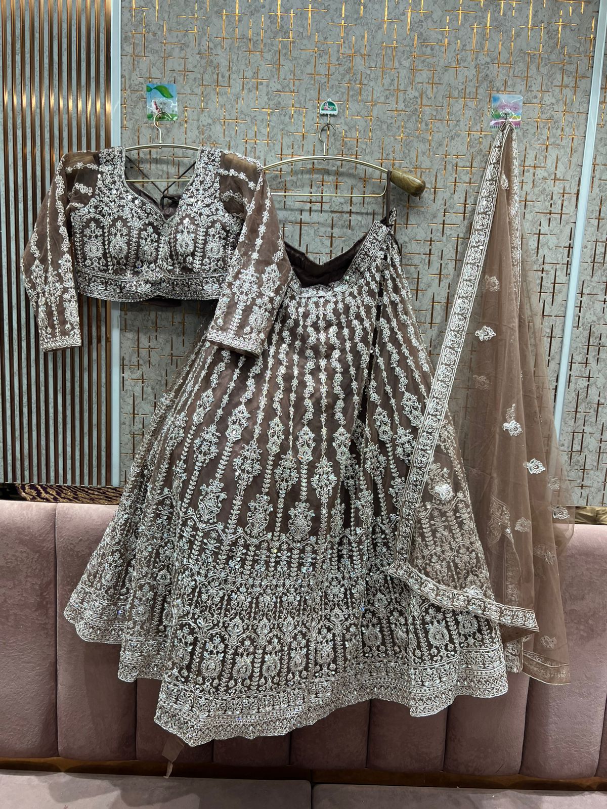 Charming brown crop top Lehenga