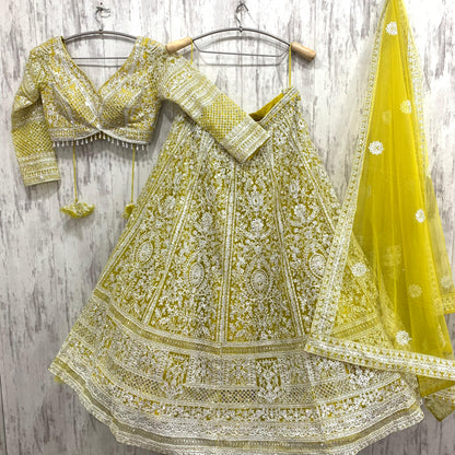 Fantastic yellow haldi mehndi Crop top Lehenga