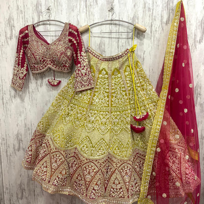 Stunning red green Mehendi special crop top Lehenga