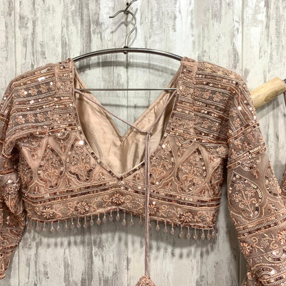 Something different pink peach on peach monotone crop top Lehenga