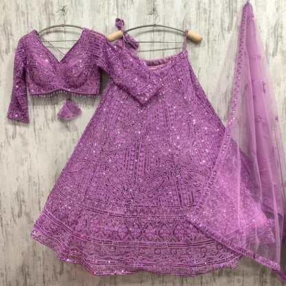 Something different pink peach on peach monotone crop top Lehenga