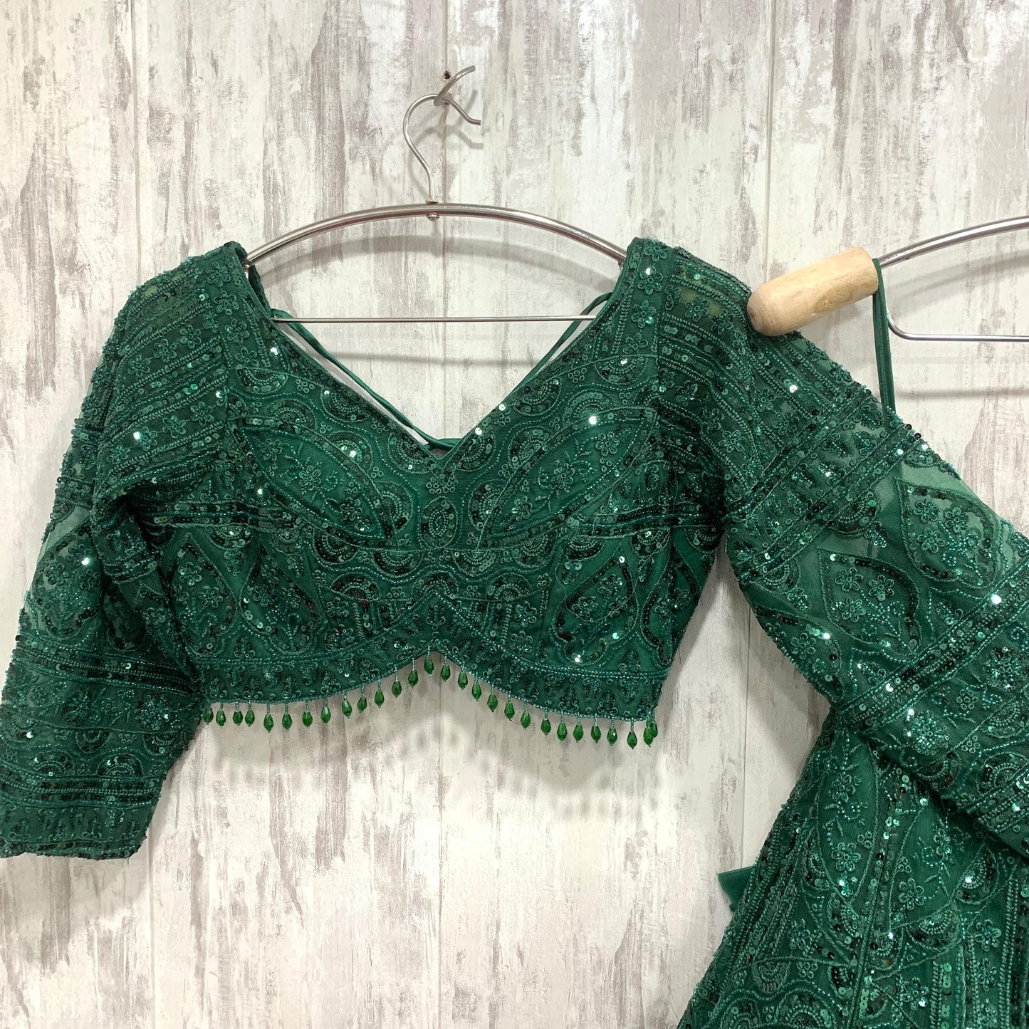 Something different pink peach on peach monotone crop top Lehenga