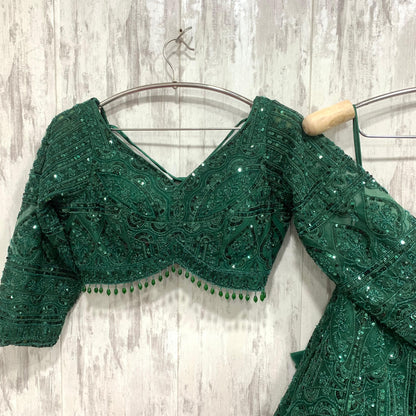 Something different pink peach on peach monotone crop top Lehenga