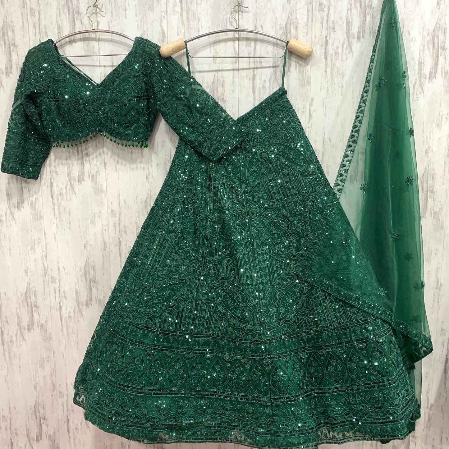 Something different pink peach on peach monotone crop top Lehenga