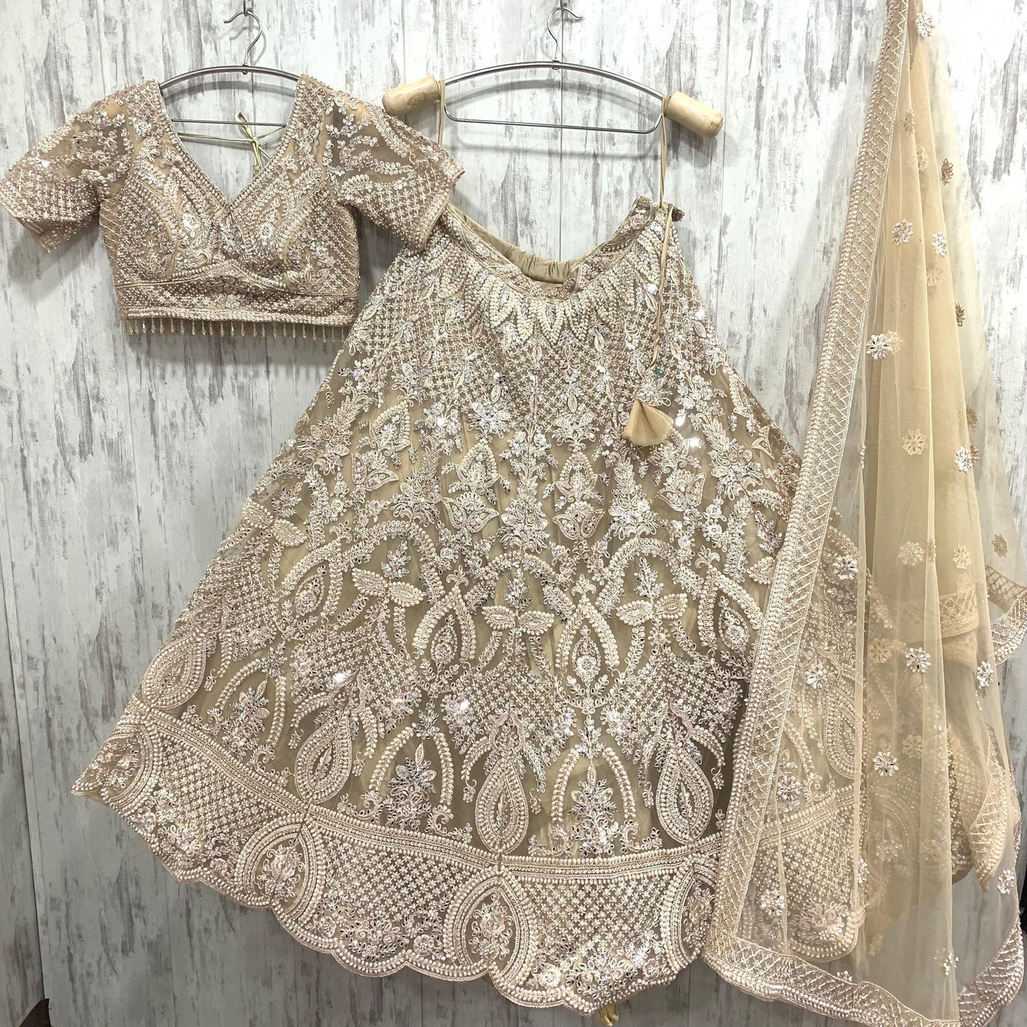 Lavishing golden crop top Lehenga