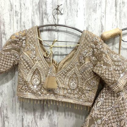 Lavishing golden crop top Lehenga