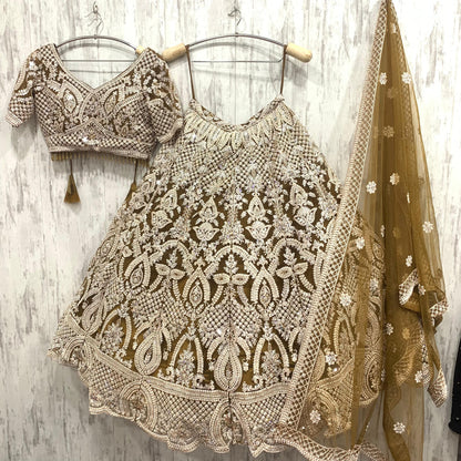Lavishing golden crop top Lehenga