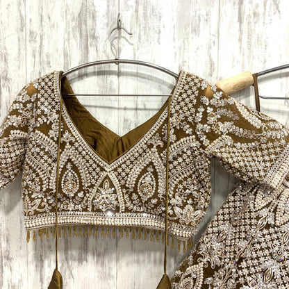 Lavishing golden crop top Lehenga