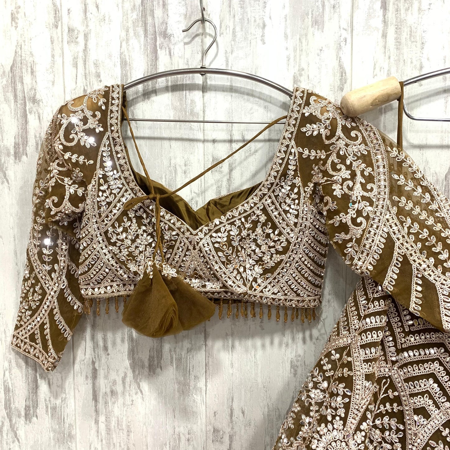 Amazing golden mustard crop top Lehenga