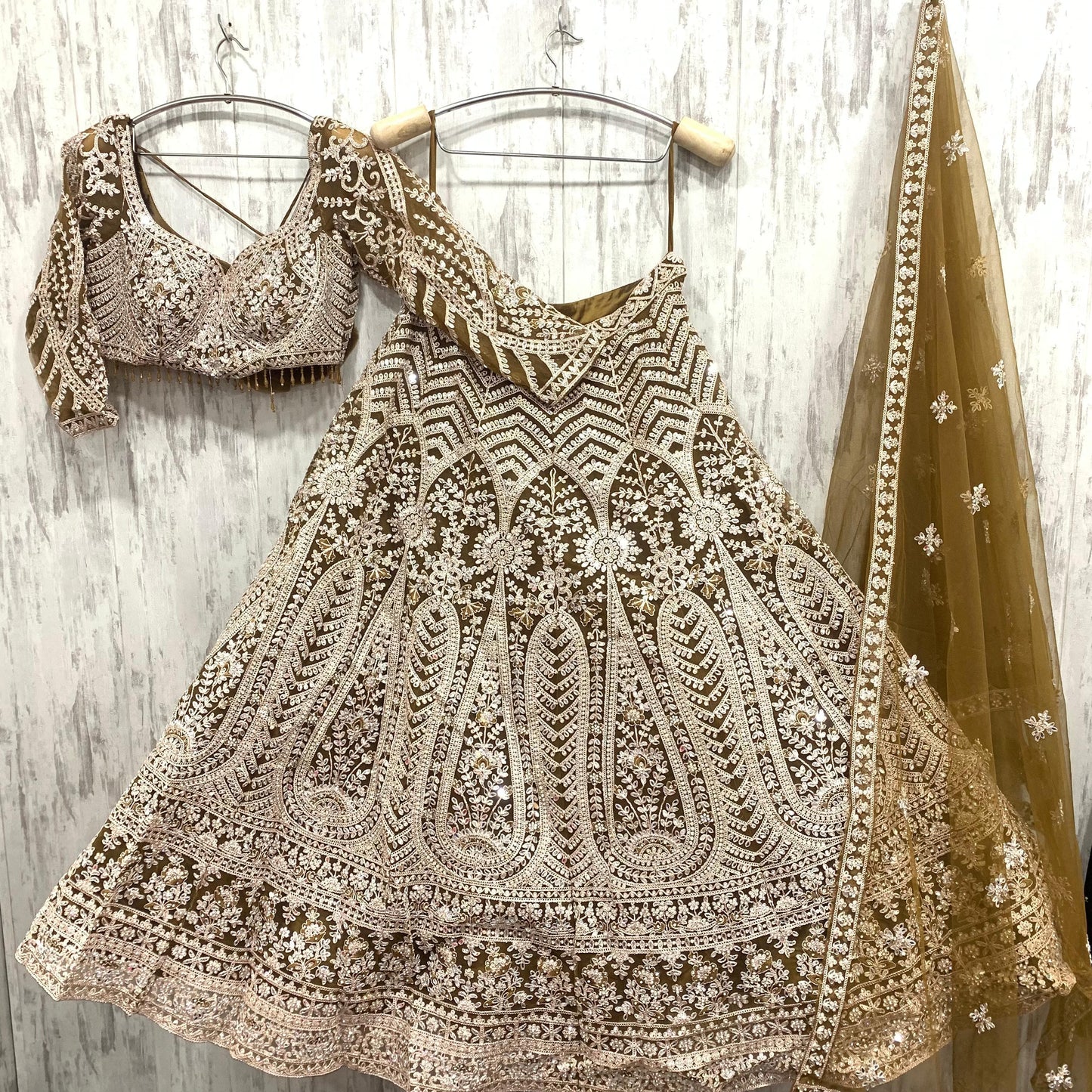 Amazing golden mustard crop top Lehenga