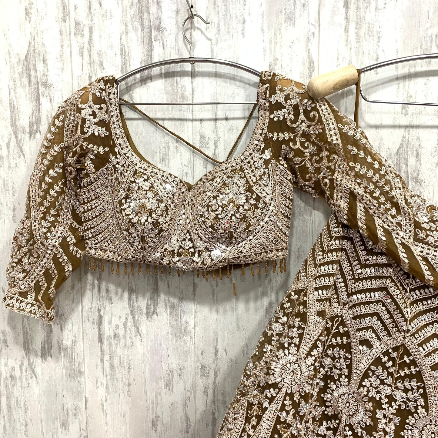 Amazing golden mustard crop top Lehenga