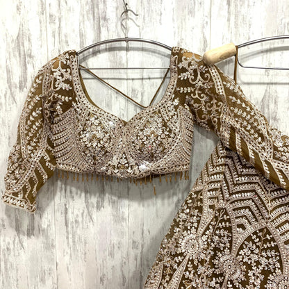 Amazing golden mustard crop top Lehenga