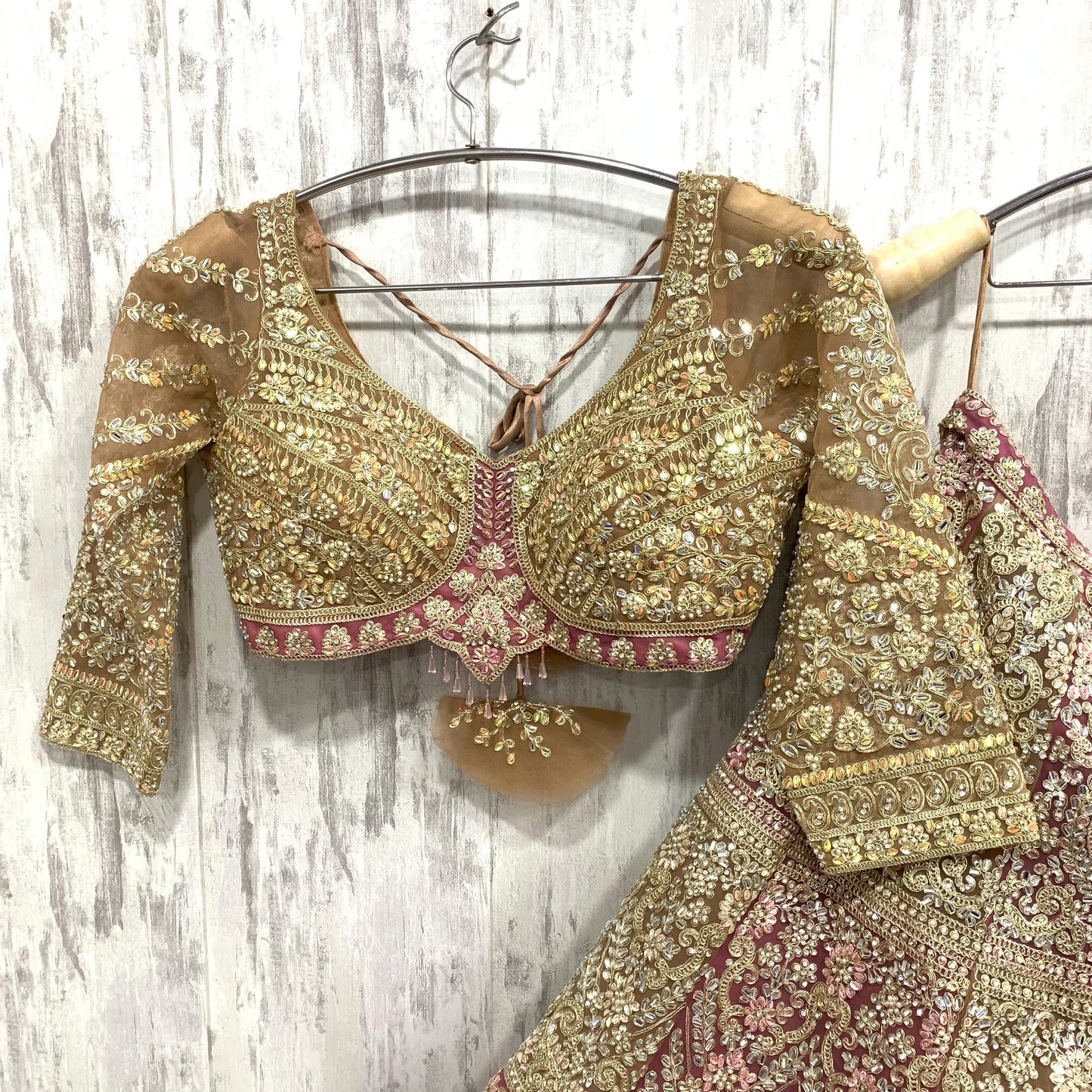 Fabulous rose gold pink crop top Lehenga