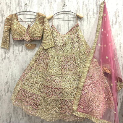 Fabulous rose gold pink crop top Lehenga