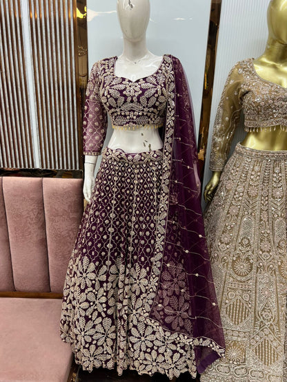 Glamourous purple Lavender crop top Lehenga