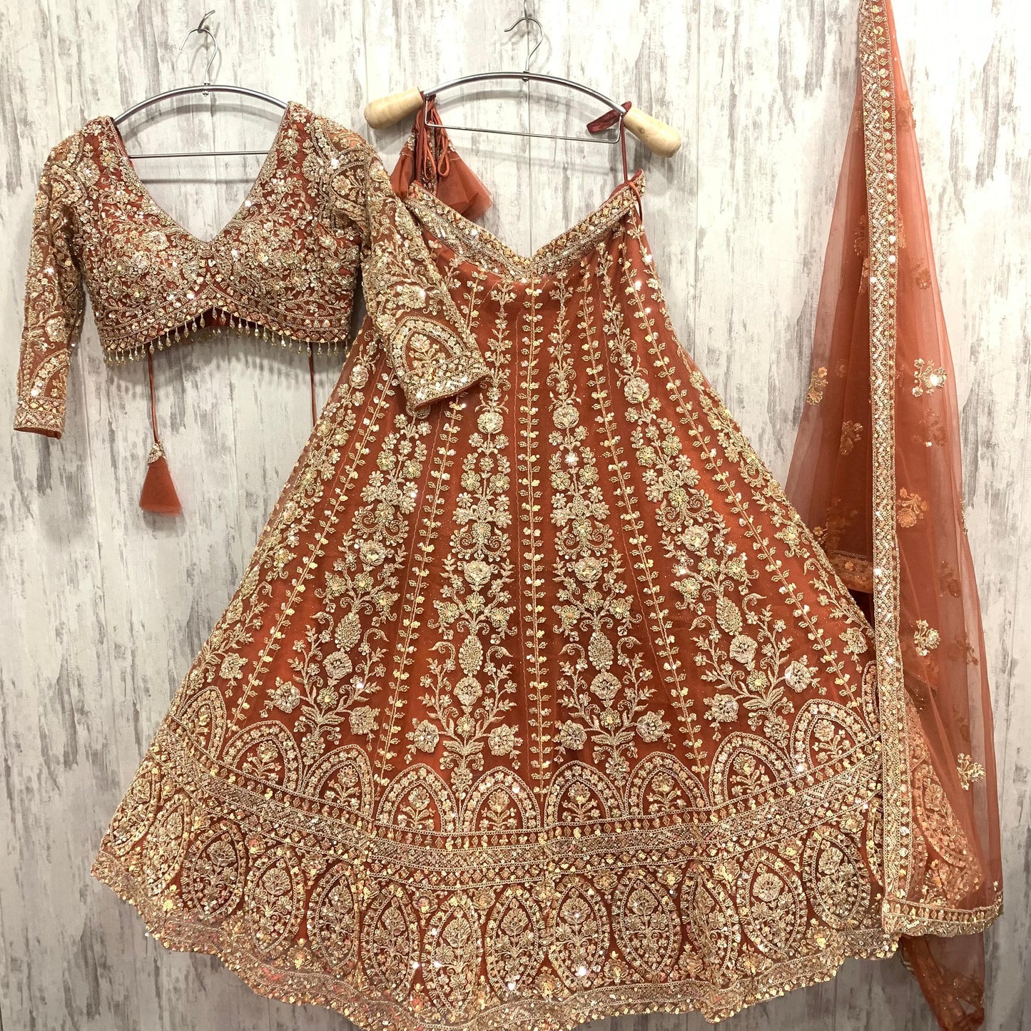 Designer red pink Crop top Lehenga