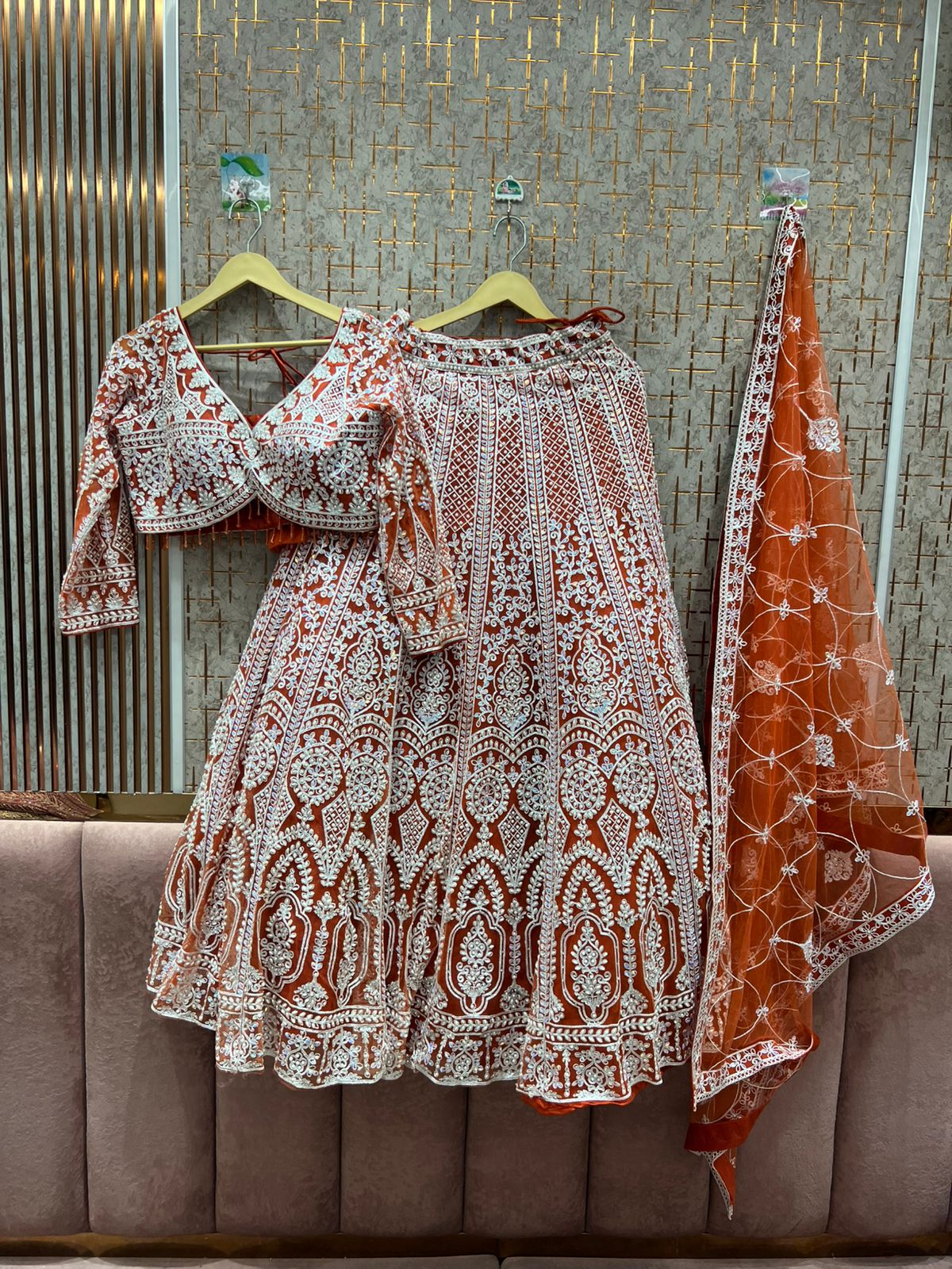 Amazing orange crop top Lehenga