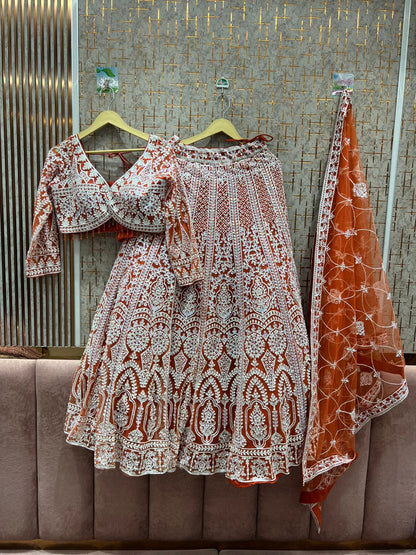 Amazing orange crop top Lehenga