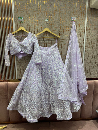 Charming lavender light purple crop top Lehenga