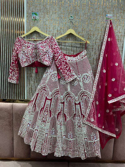 Elegant sky blue crop top Lehenga