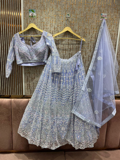 Eye catching Grey Crop top Lehenga