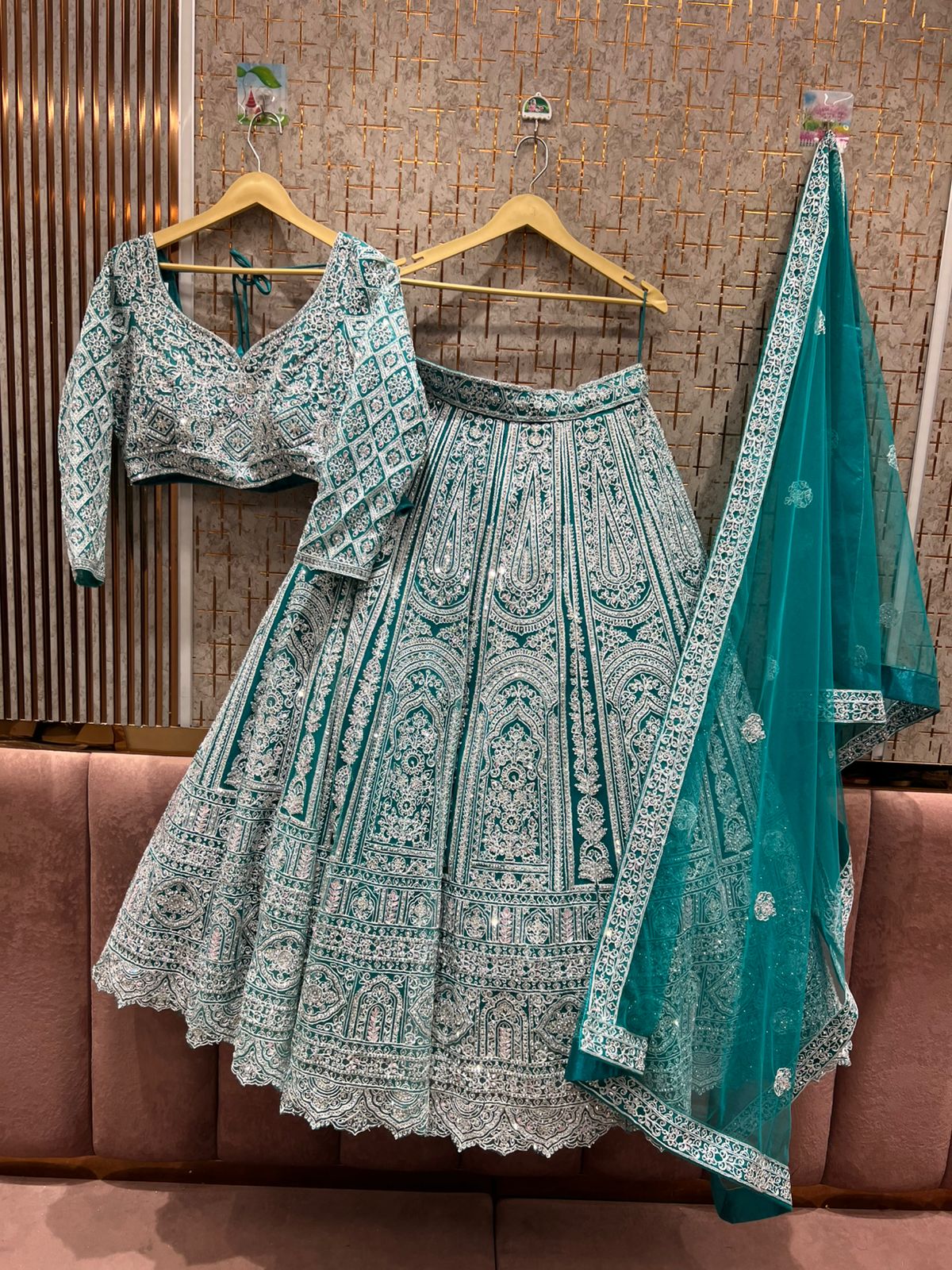 Fantastic green crop top Lehenga