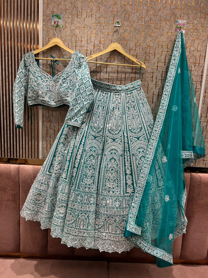 Fantastic green crop top Lehenga