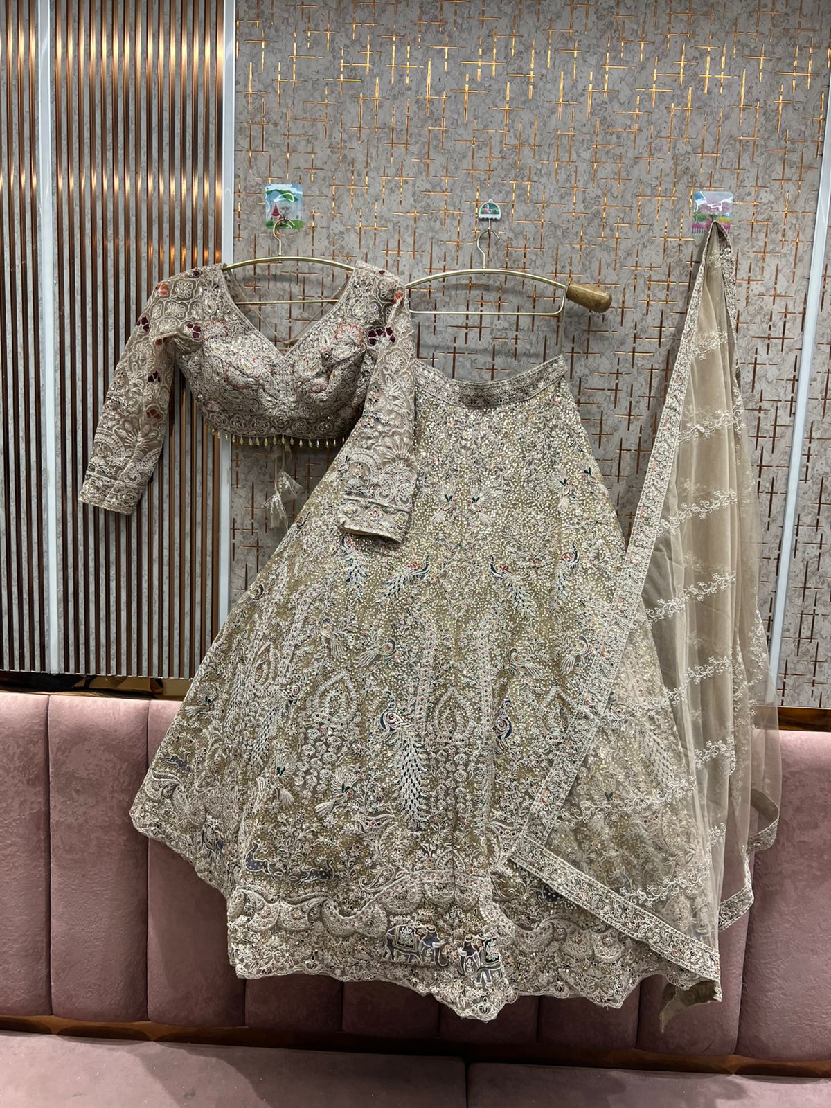 Lovely mustard peacock crop top Lehenga