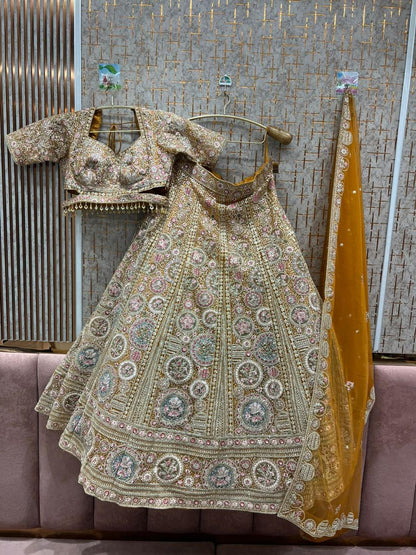 Lavishing yellow crop top Lehenga