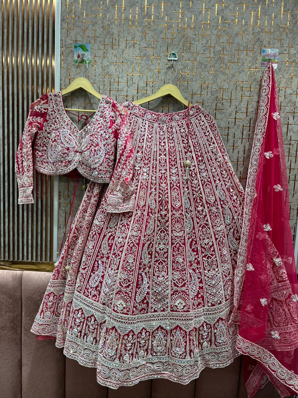 Beautiful Hot pink crop top Lehenga