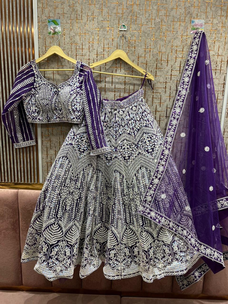 Pretty purple Crop top Lehenga