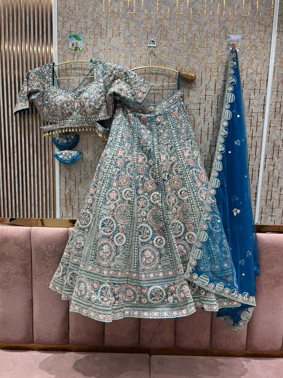 Lavishing yellow crop top Lehenga