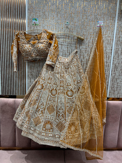 Fantastic mustard crop top Lehenga