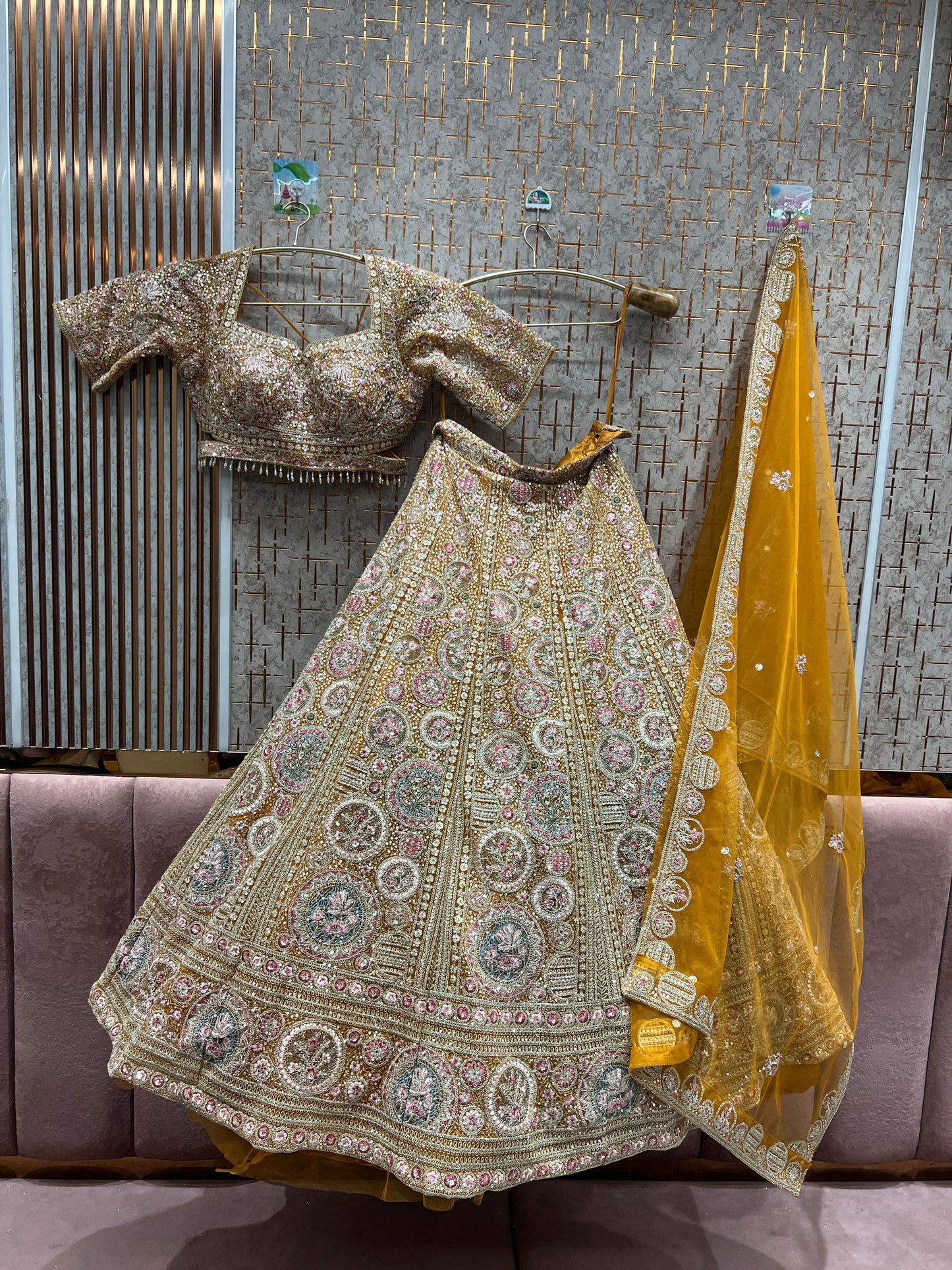 Lavishing yellow crop top Lehenga