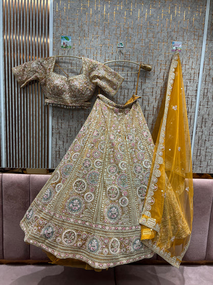 Lavishing yellow crop top Lehenga