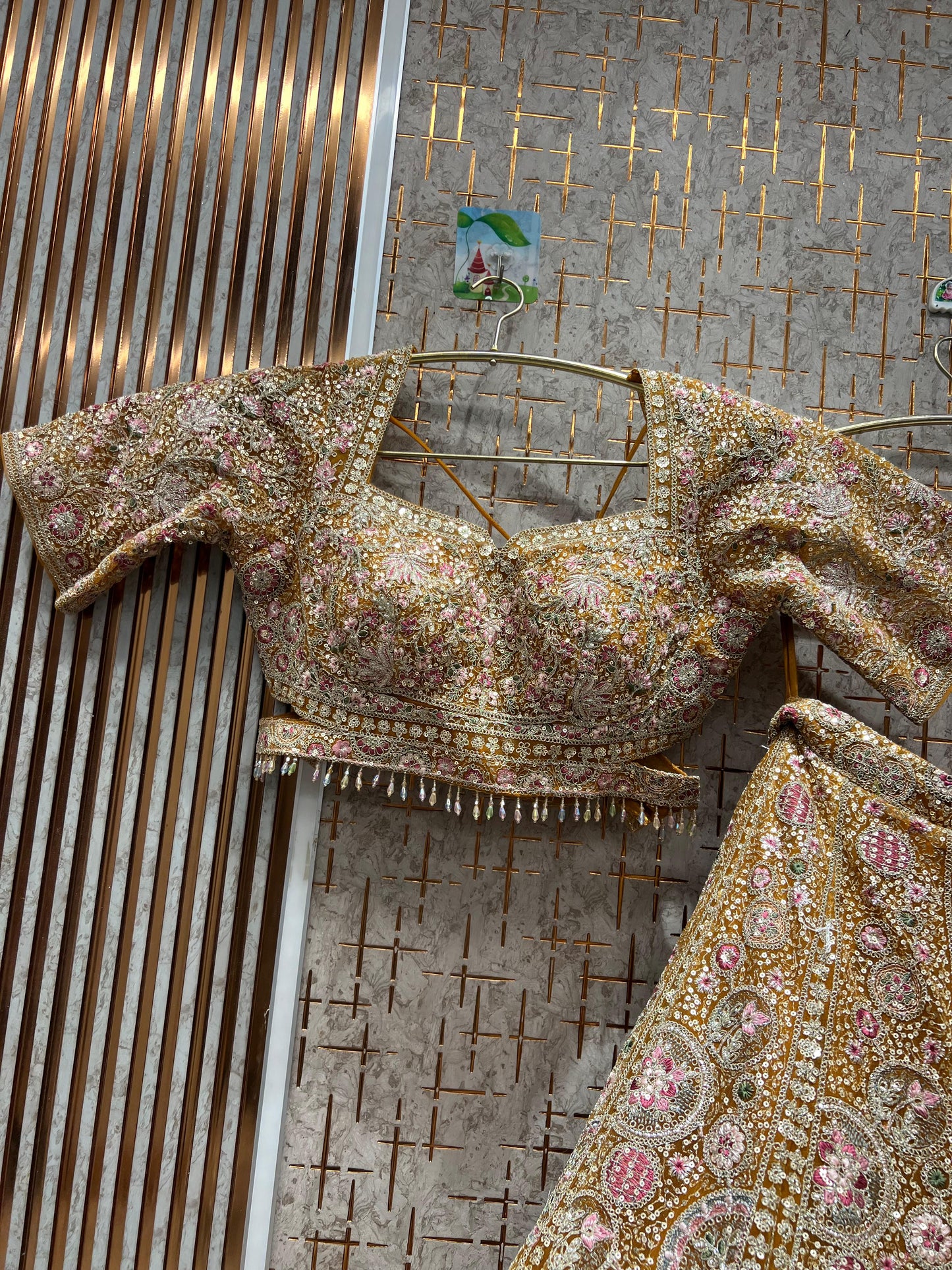 Lavishing yellow crop top Lehenga