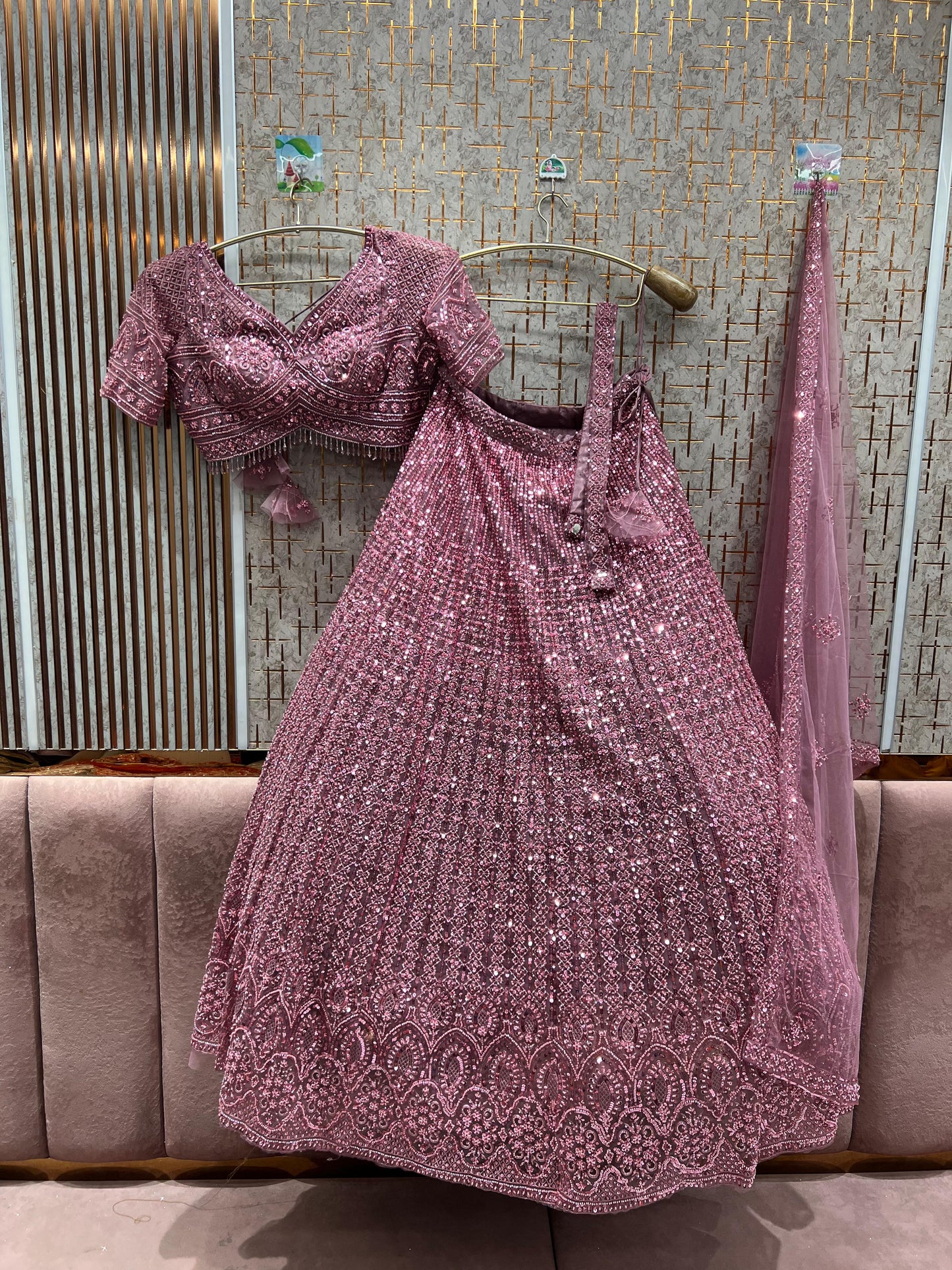 Good looking purple on Purple monotone crop top Lehenga