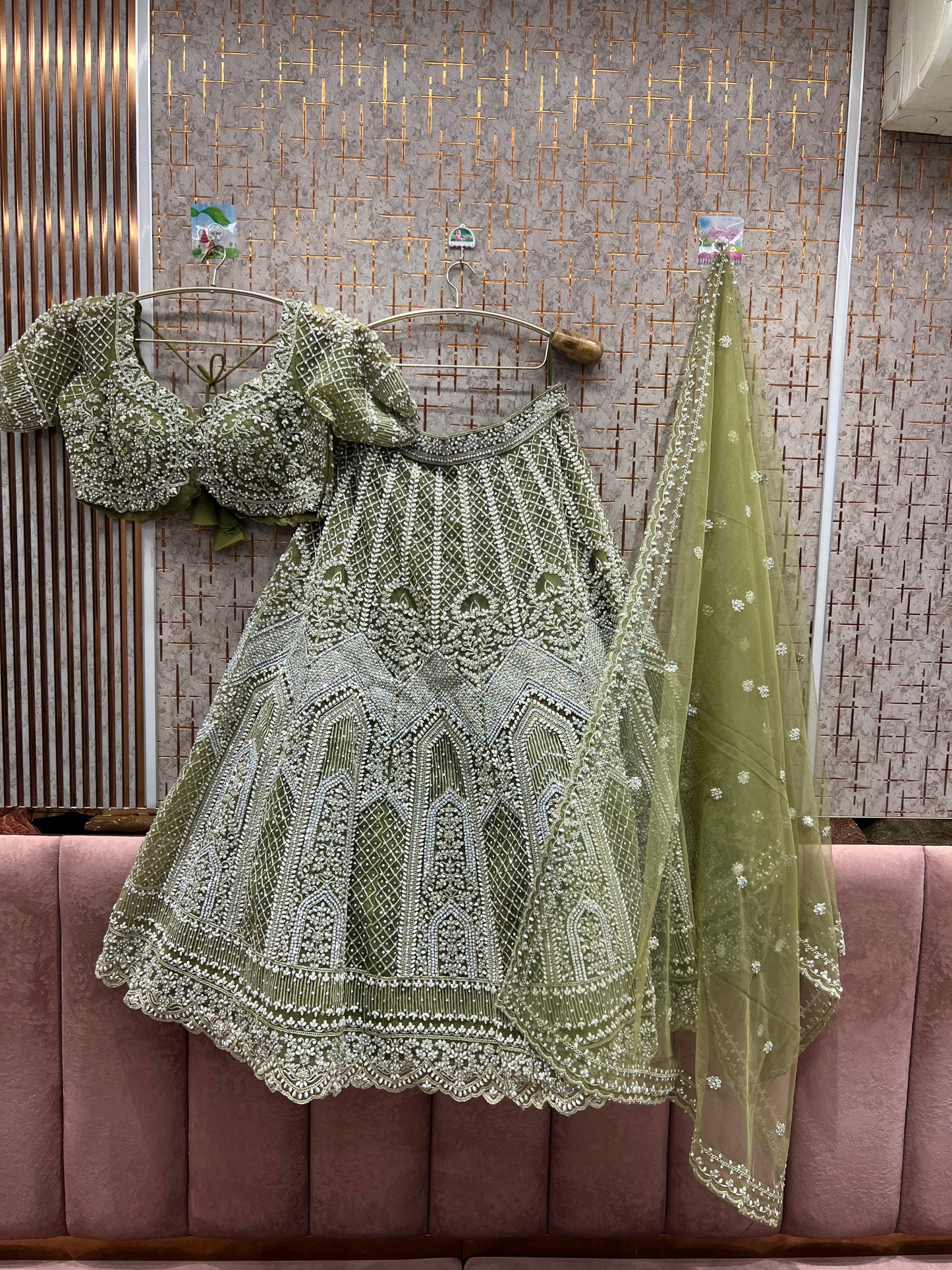 Attractive orange crop top Lehenga