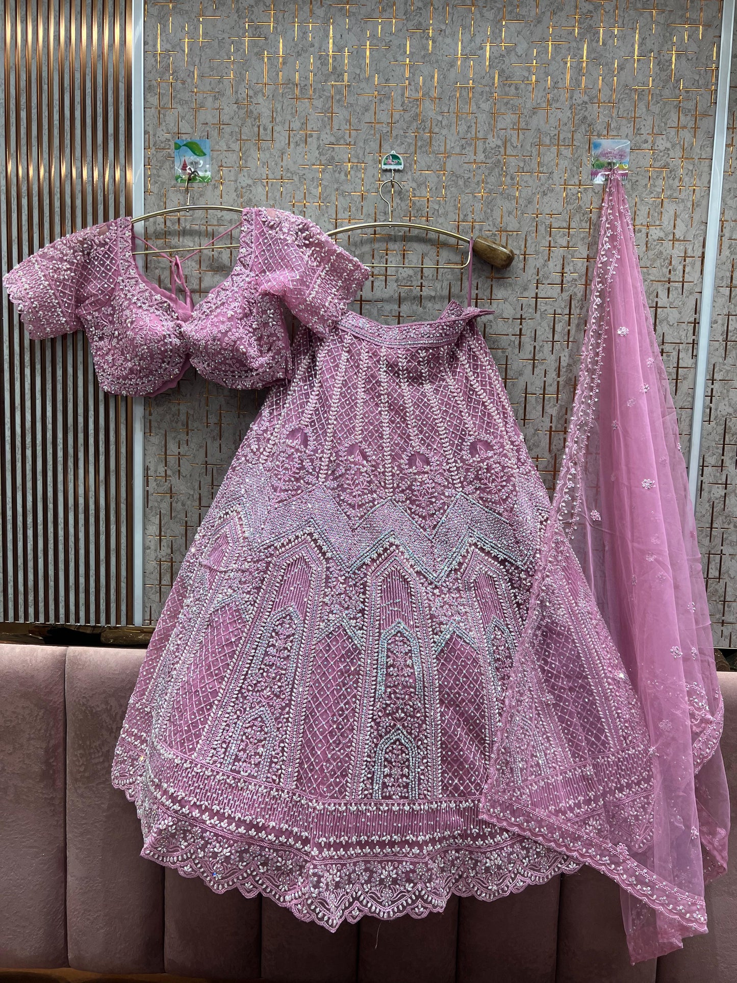 Attractive orange crop top Lehenga