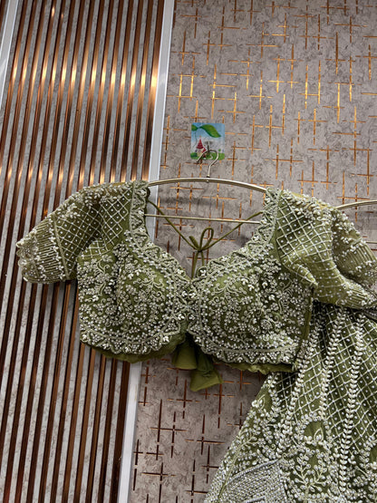 Attractive orange crop top Lehenga