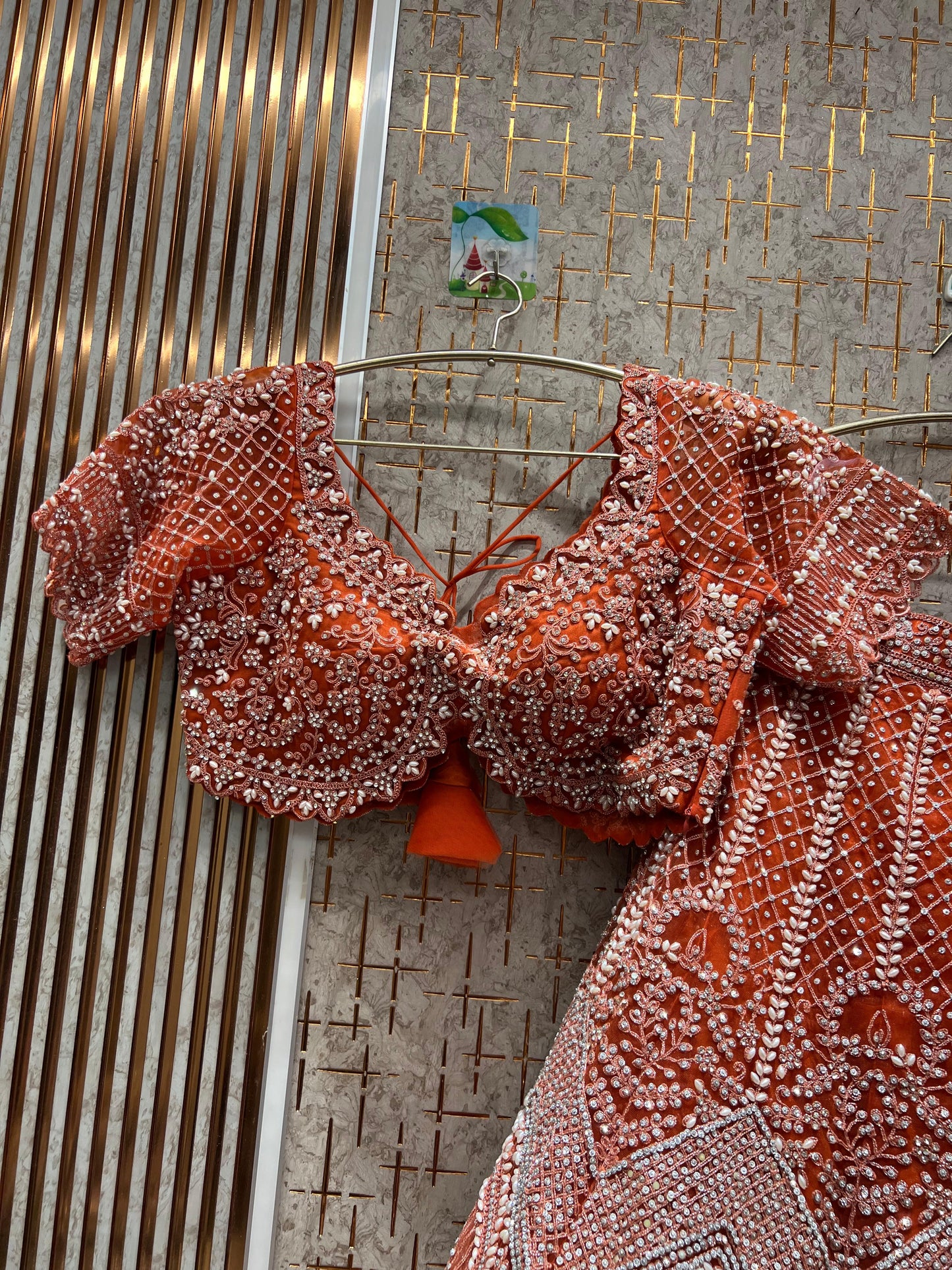 Attractive orange crop top Lehenga