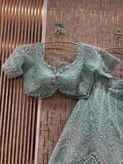 Attractive orange crop top Lehenga