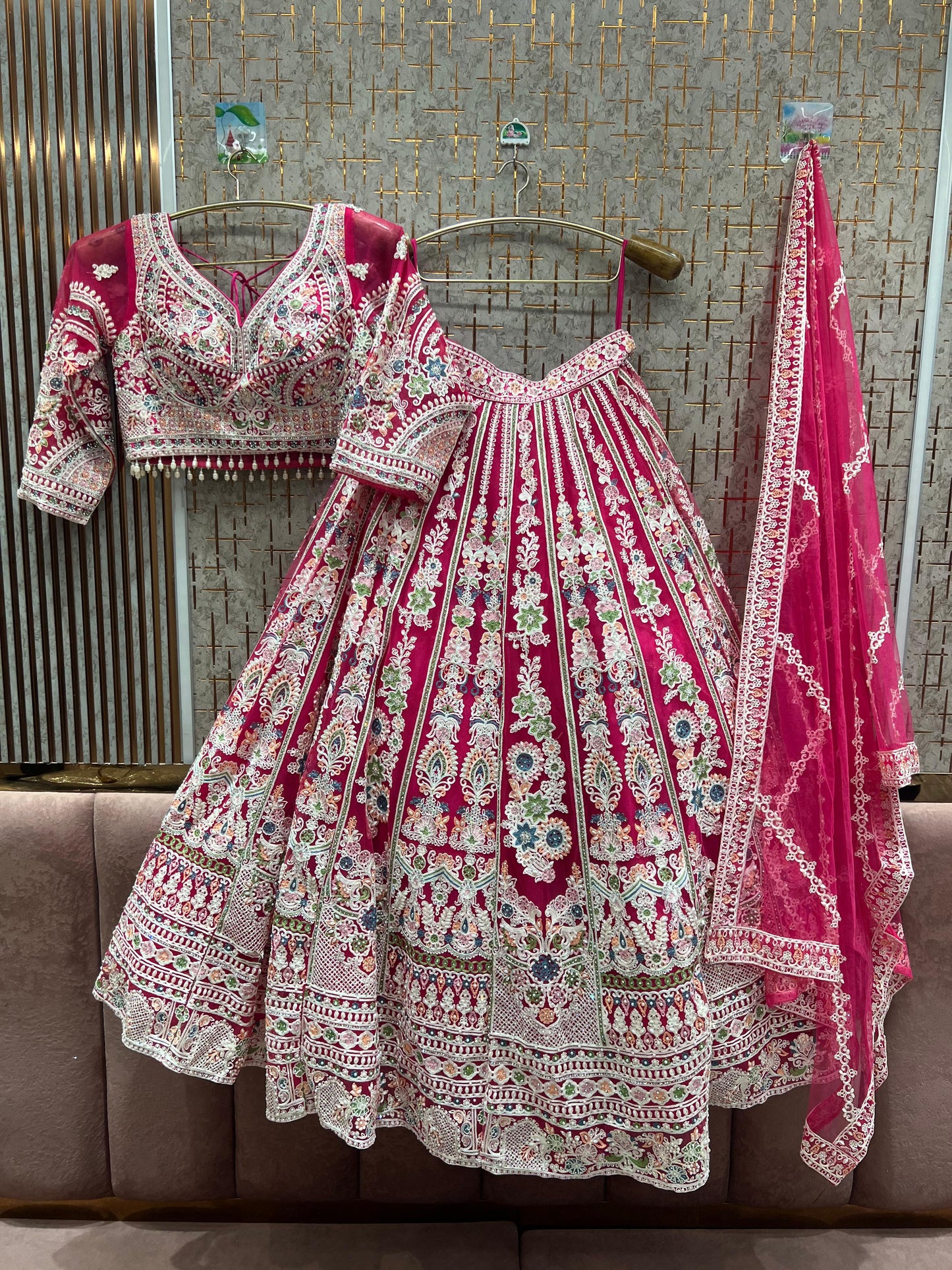 Gorgeous yellow crop top floral Lehenga