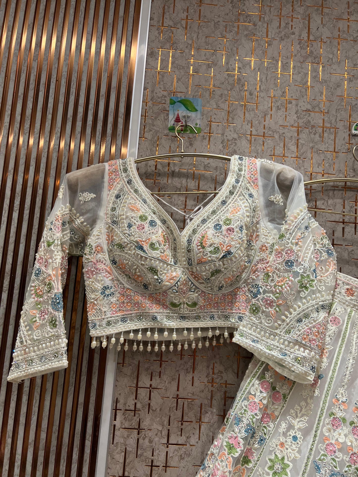 Gorgeous yellow crop top floral Lehenga