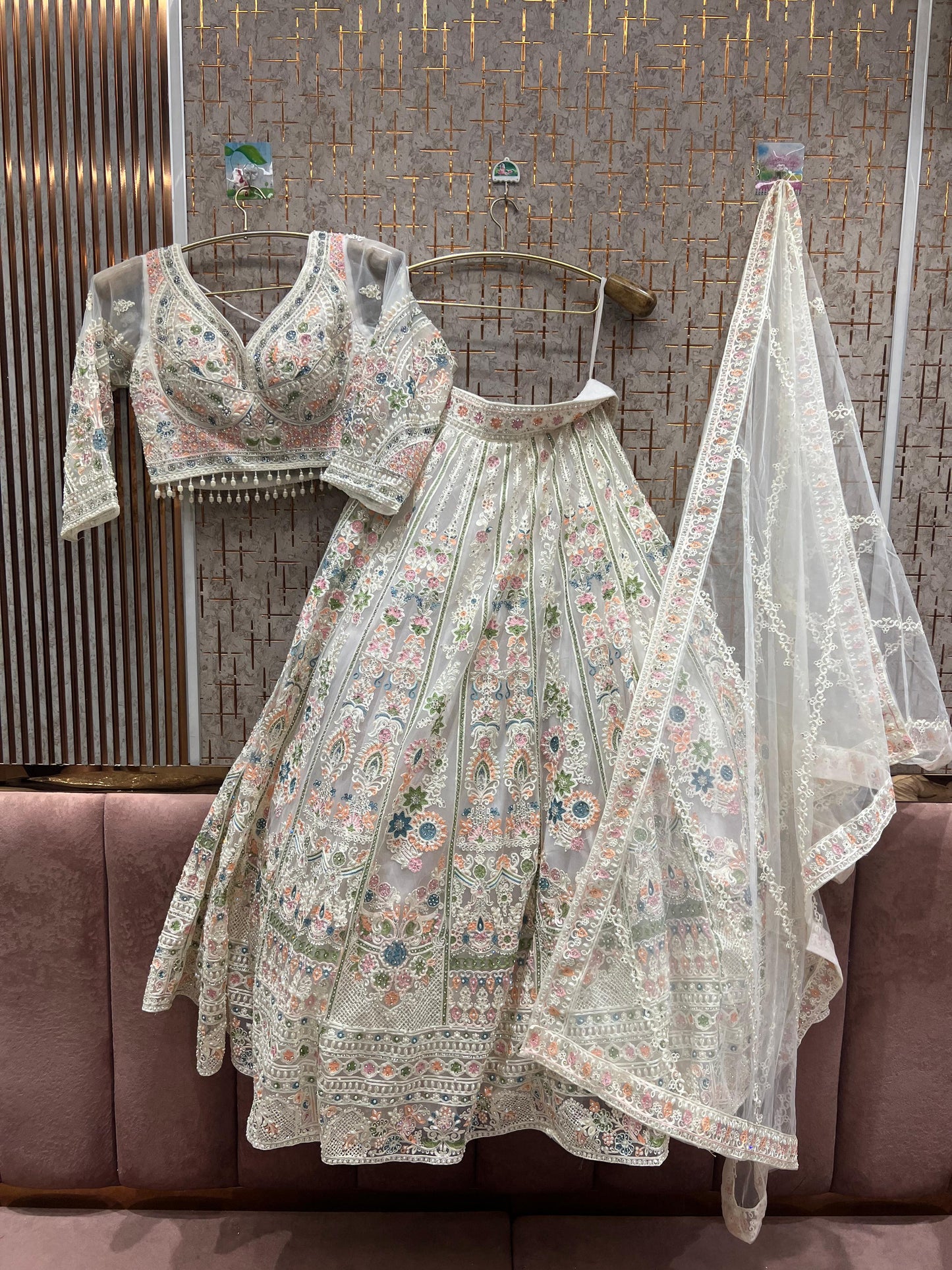 Gorgeous yellow crop top floral Lehenga