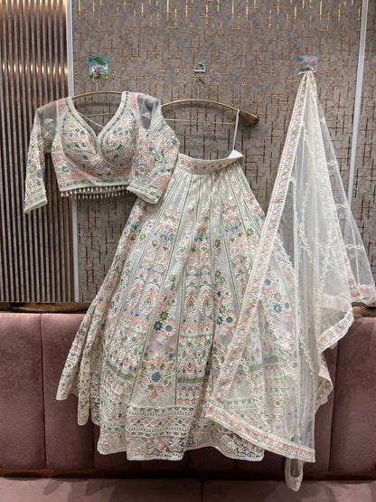 Gorgeous yellow crop top floral Lehenga